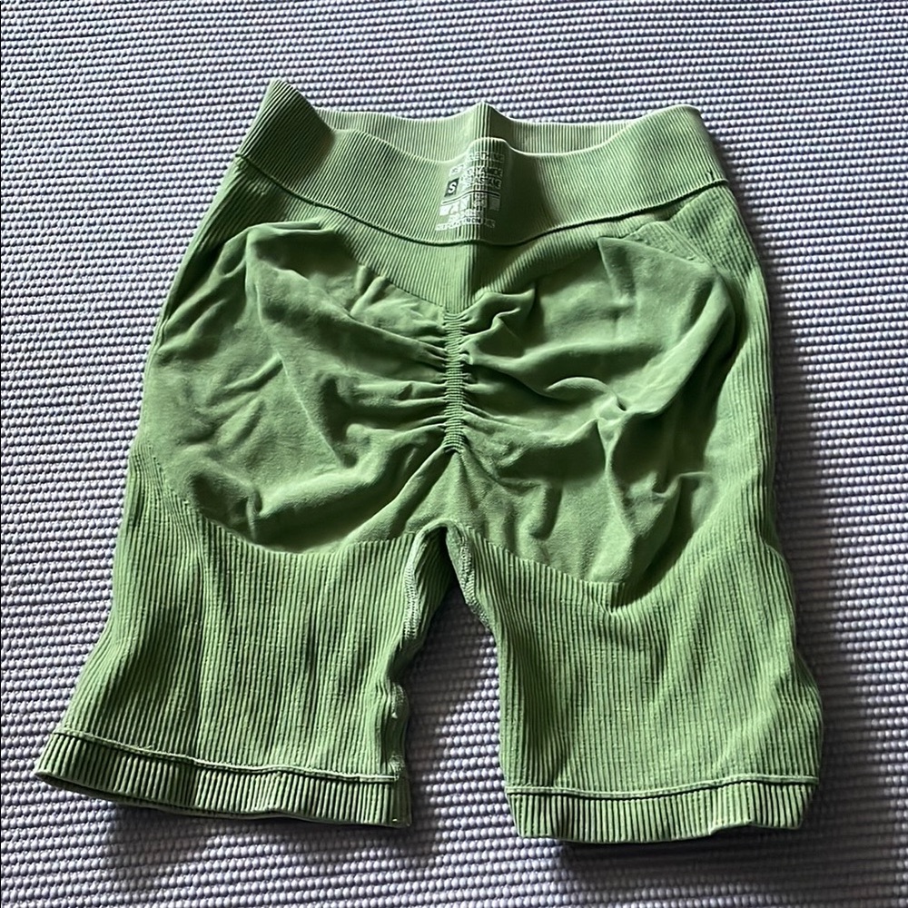 Green Women's Ribbed Shorts